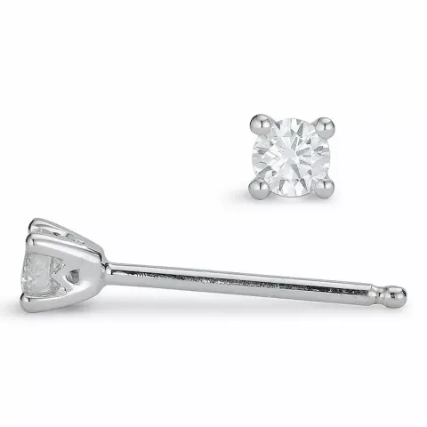 2 x 0,08 ct solitaireørepynt i 14 karat hvitt gull med diamant