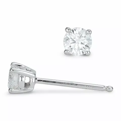 2 x 0,25 ct diamant solitaireørepynt i 14 karat hvitt gull med diamant