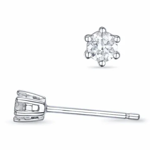 2 x 0,09 ct diamant solitaireørepynt i 14 karat hvitt gull med diamant