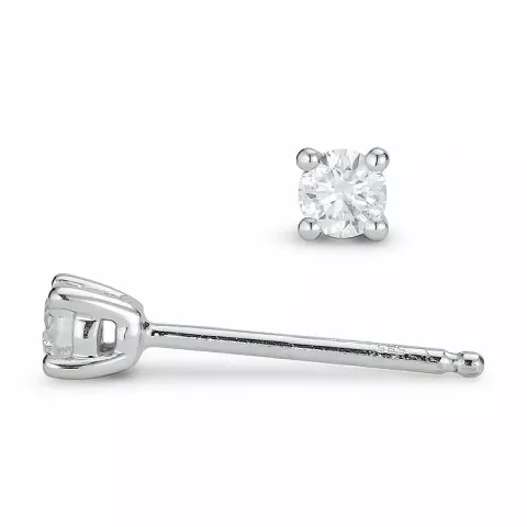 2 x 0,09 ct diamant solitaireørepynt i 14 karat hvitt gull med diamant