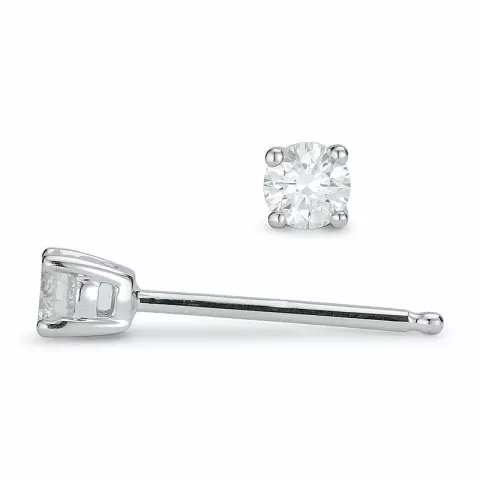 2 x 0,10 ct diamant solitaireørepynt i 14 karat hvitt gull med diamant