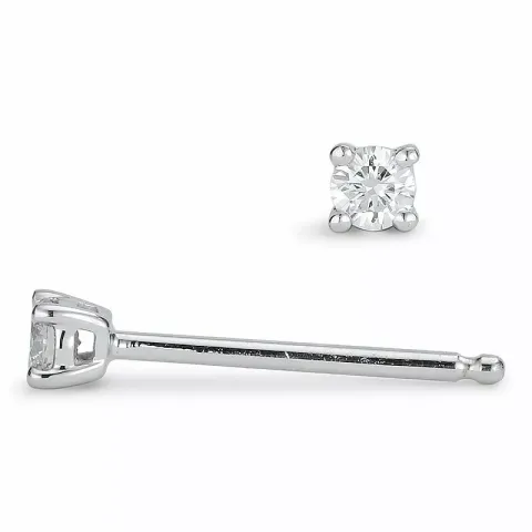 2 x 0,05 ct solitaireørepynt i 14 karat hvitt gull med diamant