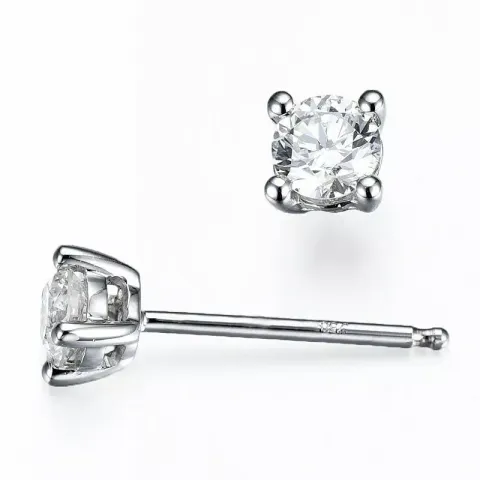 2 x 0,18 ct solitaireørepynt i 14 karat hvitt gull med diamant