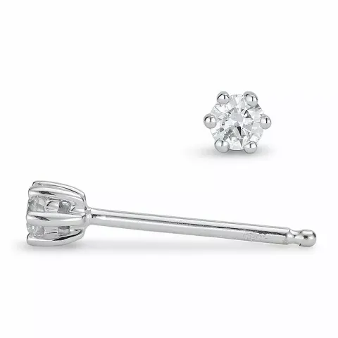 2 x 0,07 ct diamant solitaireørepynt i 14 karat hvitt gull med diamant