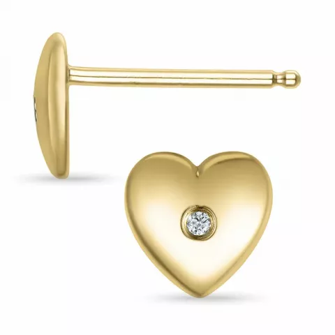 hjerte diamant ørestikker i 14 karat gull med diamant 