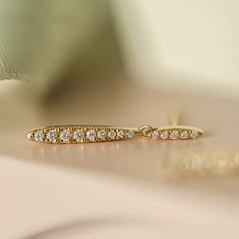 lange diamant øredobber i 14 karat gull med diamant 
