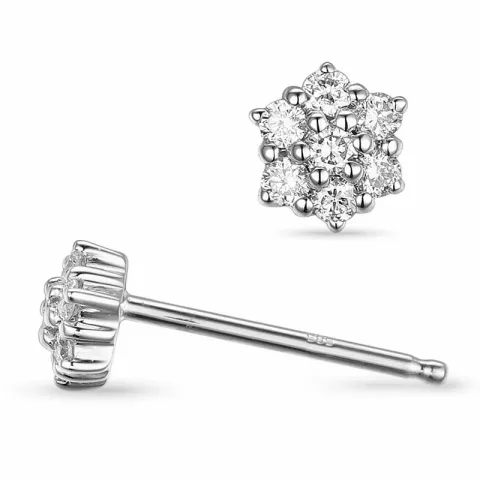 diamant solitaireørepynt i 14 karat hvitt gull med diamant