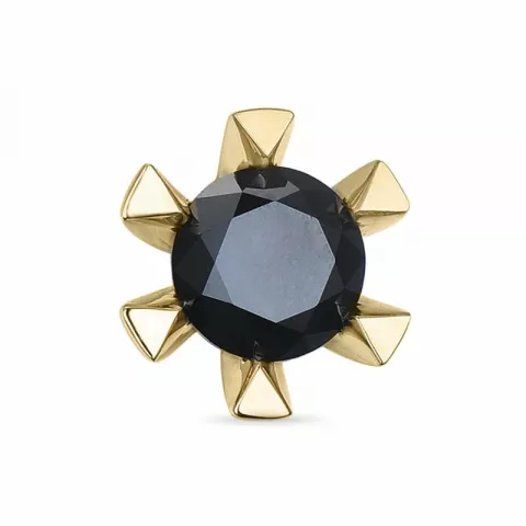 2 x 0,50 ct svart solitaireørepynt i 14 karat gull med svart diamant 