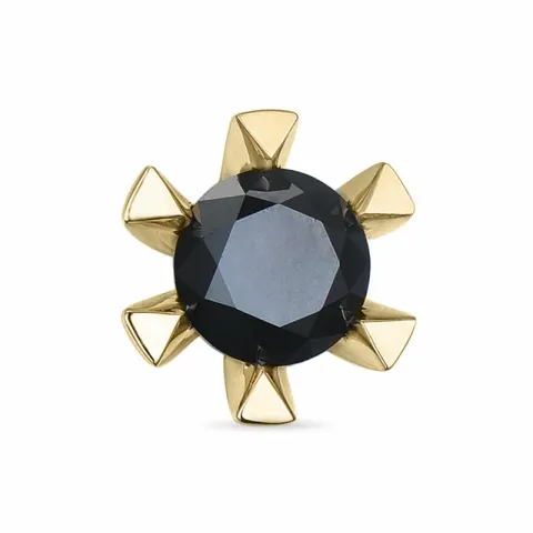 2 x 0,50 ct svart solitaireørepynt i 14 karat gull med svart diamant