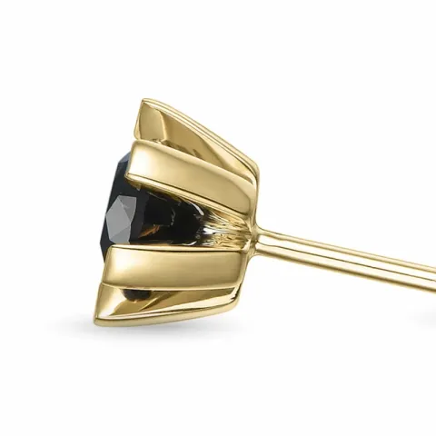 2 x 0,50 ct svart solitaireørepynt i 14 karat gull med svart diamant