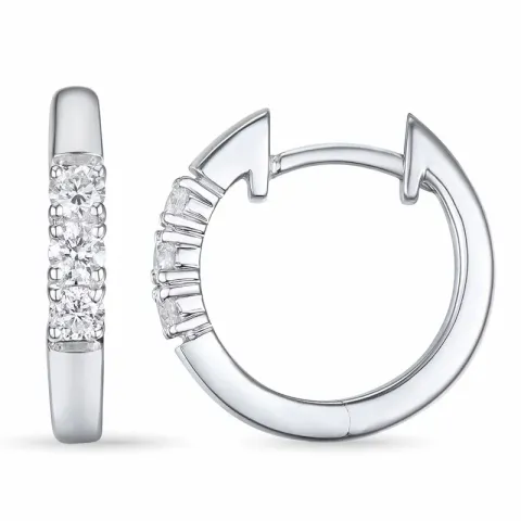 14 mm creol i 14 karat hvitt gull med diamant 