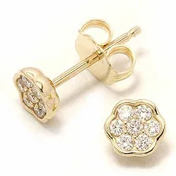 blomst diamantøredobb i 14 karat gull med diamant