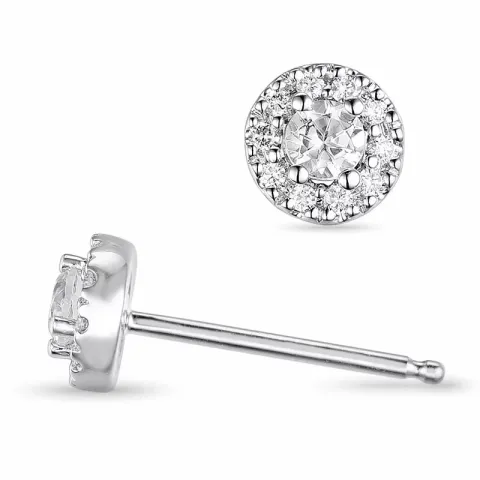 runde diamant ørestikker i 14 karat hvitt gull med diamant
