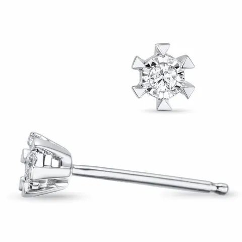 diamant solitaireørepynt i 14 karat hvitt gull med diamant