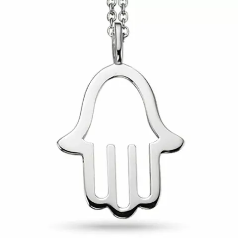 Scrouples hamsas hånd anheng med halskjede i rodinert sølv