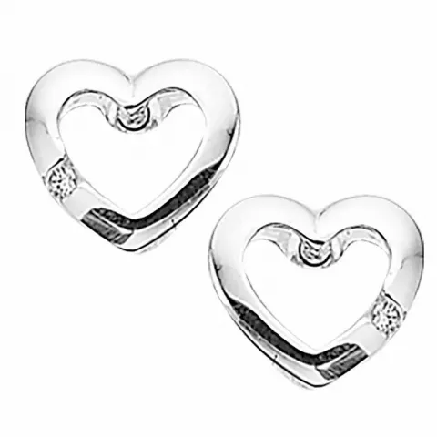 Blanke  Scrouples hjerte øredobber i sølv hvite zirkoner
