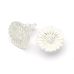11 mm Scrouples margeritt øredobber i sølv hvit emalje