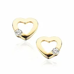 Scrouples hjerte øredobber i forgylt sølv hvit zirkon