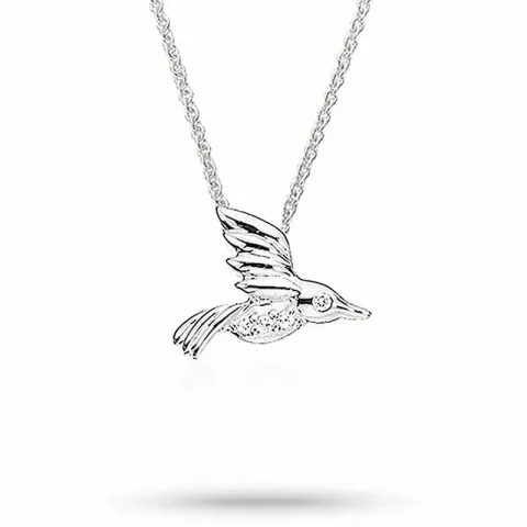 Scrouples fugl halskjede med anheng i sølv hvit zirkon