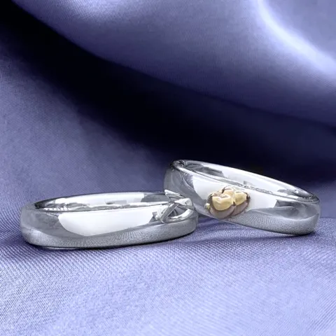 Scrouples gifteringer i sølv og alm. gull