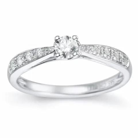 Diamantring i 14 karat hvitt gull 0,18 ct 0,14 ct