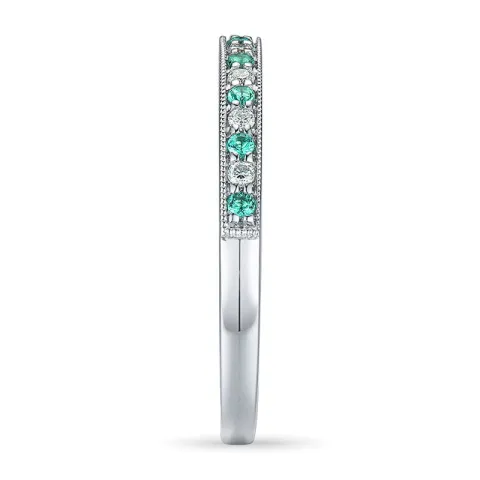 smaragd ring i 14 karat hvitt gull 0,08 ct 0,10 ct