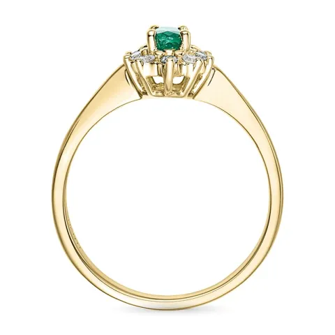 smaragd gull rosettring i 14 karat gull 0,11 ct 0,25 ct