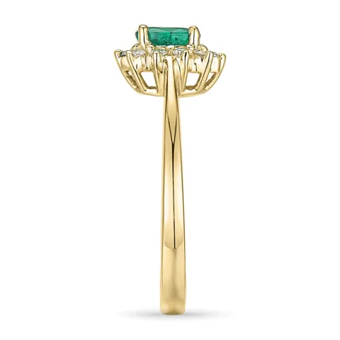 smaragd gull rosettring i 14 karat gull 0,11 ct 0,25 ct