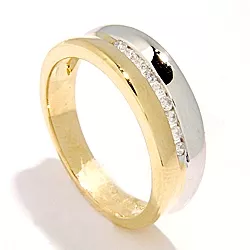 bred ring i 14 karat gull og hvitt gull 0,12 ct