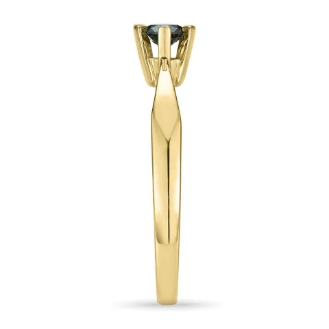 svart diamant solitairering i 14 karat gull 0,21 ct