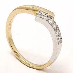 abstrakt diamant ring i 14 karat gull og hvitt gull 0,15 ct