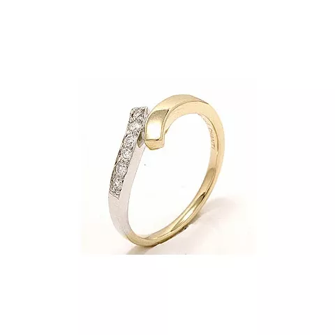 abstrakt diamant ring i 14 karat gull og hvitt gull 0,15 ct