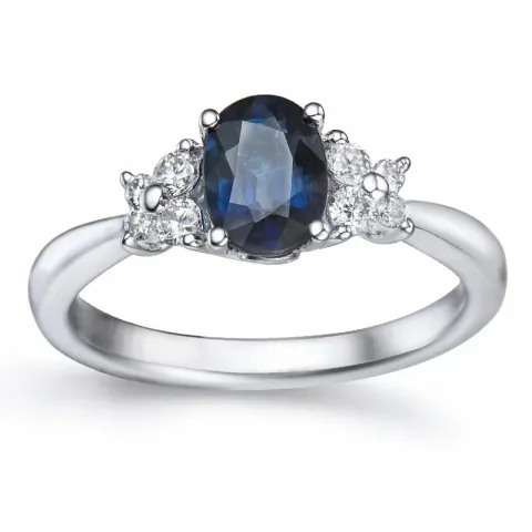 safir diamantring i 14 karat hvitt gull 0,18 ct 0,81 ct