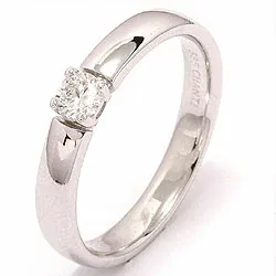 hvittgulls ring i 14 karat hvitt gull 0,20 ct