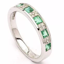 bestillingsvare - smaragd ring i 14 karat hvitt gull 0,07 ct 0,42 ct