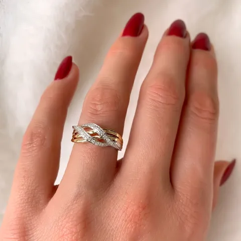 briljantring i 14 karat gull med rhodium 0,092 ct