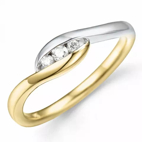 fingerring abstrakt briljant ring i 14 karat gull og hvitt gull 0,11 ct