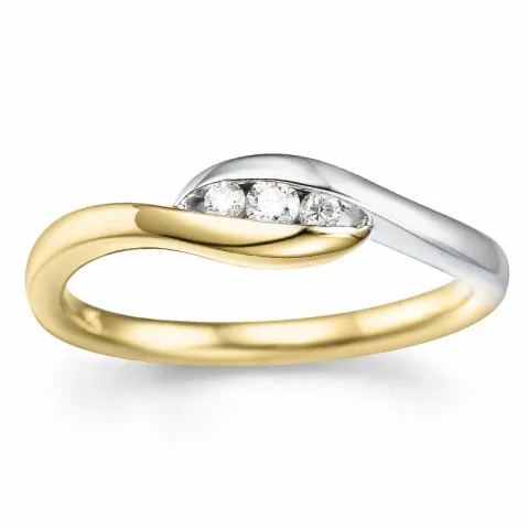 fingerring abstrakt briljant ring i 14 karat gull og hvitt gull 0,11 ct