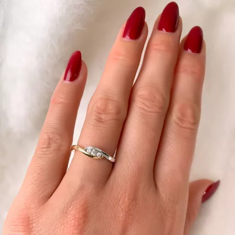 fingerring abstrakt briljant ring i 14 karat gull og hvitt gull 0,11 ct