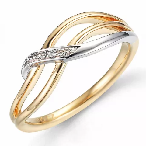 Diamant ring i 14 karat gull og hvitt gull 0,01 ct