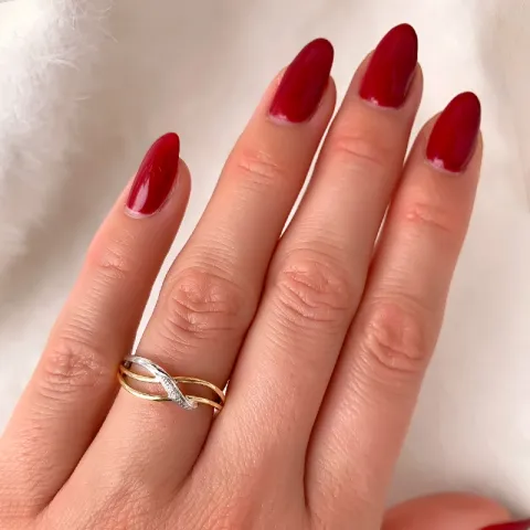Diamant ring i 14 karat gull og hvitt gull 0,01 ct