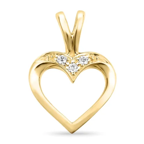 hjerte diamant anheng i 14 karat gull 0,02 ct