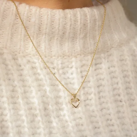hjerte diamant anheng i 14 karat gull 0,02 ct