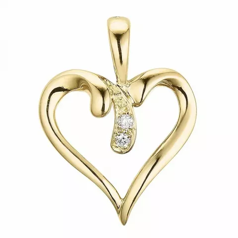hjerte diamantanheng i 14 karat gull 0,017 ct