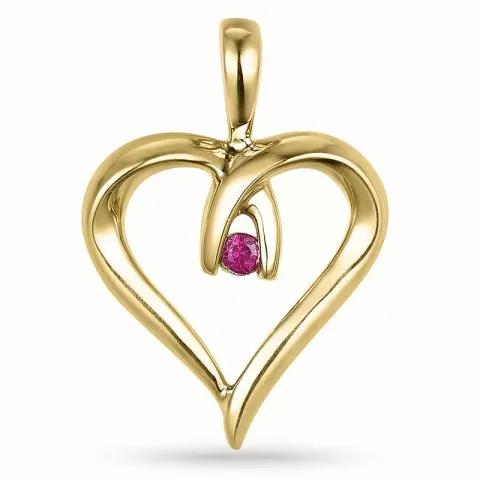 hjerte rubin anheng i 14 karat gull 0,04 ct