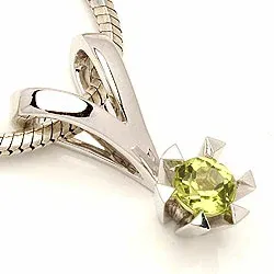 peridot anheng i 14 karat hvitt gull 0,30 ct