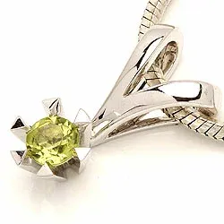 peridot anheng i 14 karat hvitt gull 0,30 ct