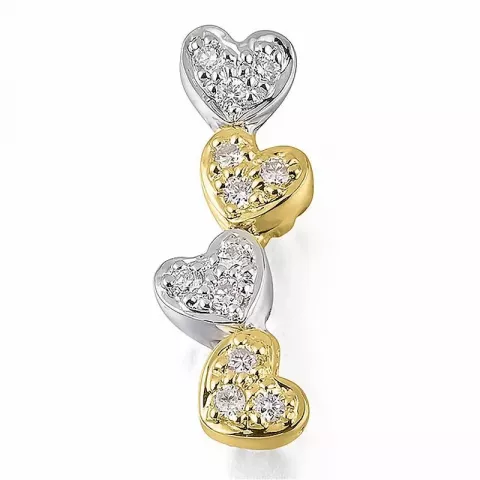 hjerte diamant anheng i 14 karat gull og hvitt gull 0,15 ct