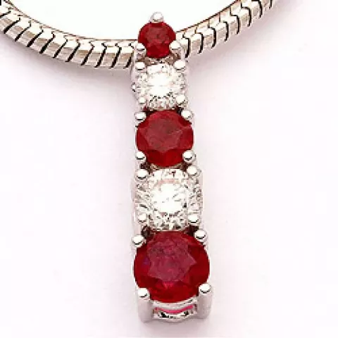 Bestillingsvare - rubin diamant anheng med halskjede i 14 karat hvitt gull 0,21 ct 0,43 ct