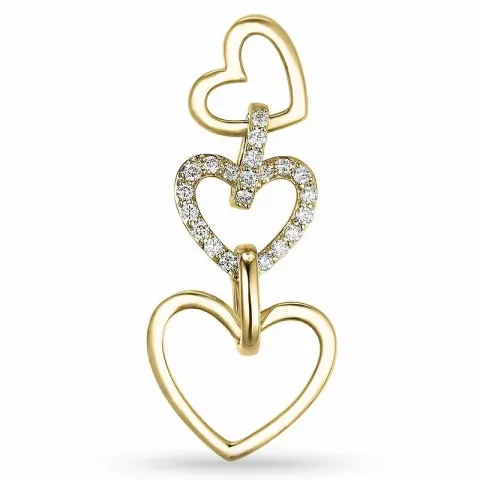 Smykke diamant hjerteanheng i 14 karat gull 0,27 ct